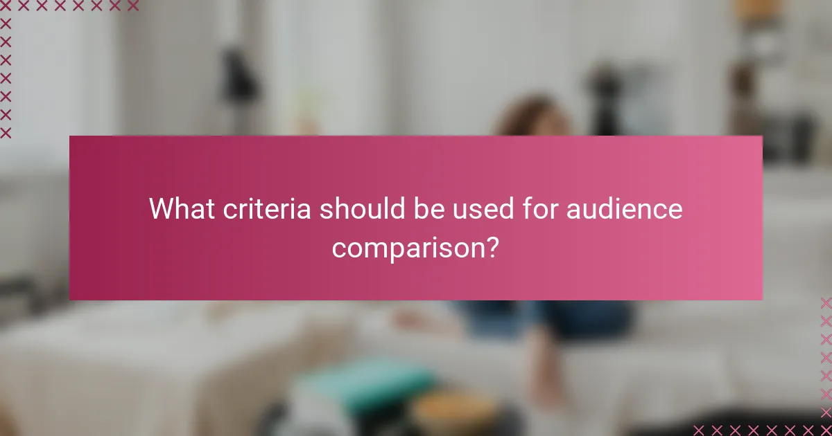 What criteria should be used for audience comparison?